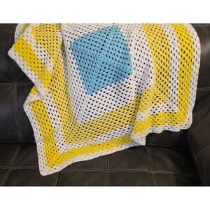 Vintage Handmade Afghan Knit Crochet Maw Maw Blanket‎ Throw 44 X 44